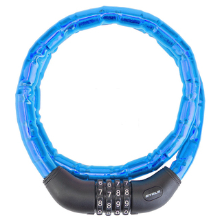 Кодовый замок Stels 81601 со стальными звеньями, 18x1000 мм, синий Кодовый замок Stels 81601 со стальными звеньями, 18x1000 мм, синий